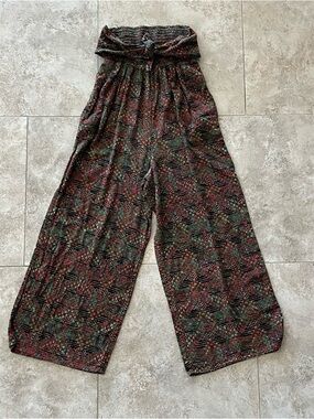 Free People Smocked Strapless Romper Jumpsuit Bohemian Hippy Vacation - Small